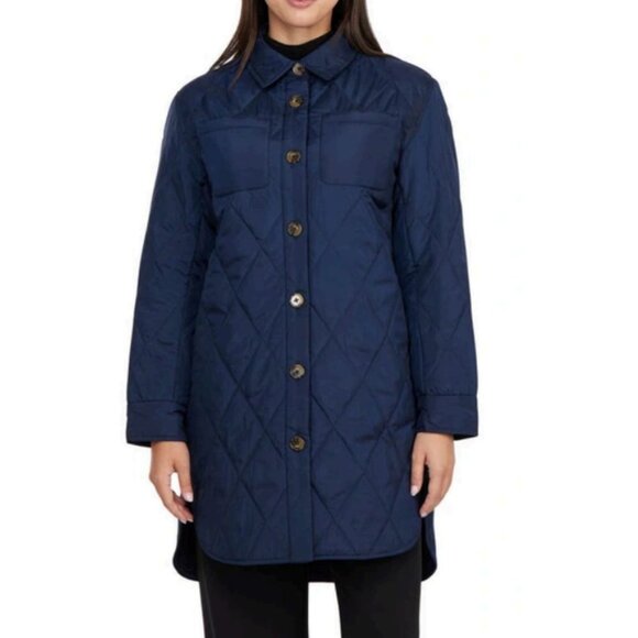 BADGLEY MISCHKA Quilted Shacket In Navy NWT Size XS/TP - Picture 1 of 8